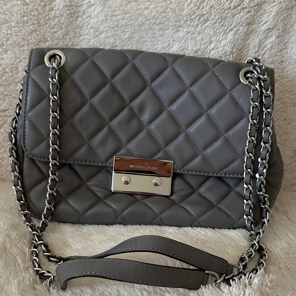 Michael Kors Gray Quilted Shoulder Bag
